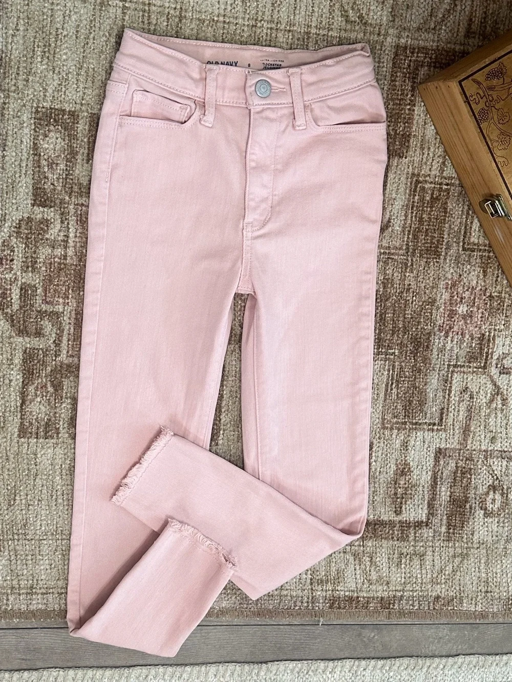 Old Navy Girls Extra High Rise Light Pink Rockstar Jeggings Skinny Jeans sz 8